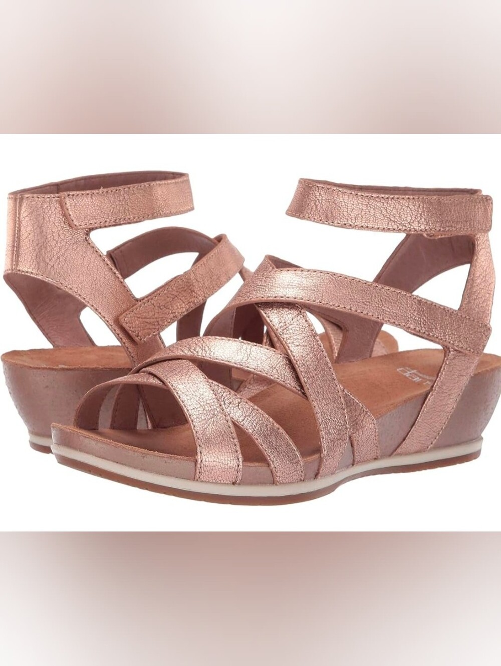 Dansko Veruca Rose Gold Metallic Strappy Wedge Sandals Size 39